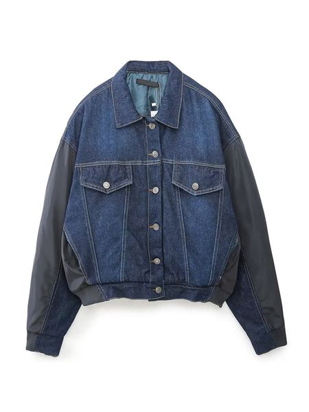 women's jackets yenkey fashion women vintage patchwork denim bomber jacket long sleeve front flap pockets female loose coat 230428, Black;brown
women's jackets yenkey fashion women vintage patchwork denim bomber jacket long sleeve front flap pockets female loose coat 230428, Black;brown