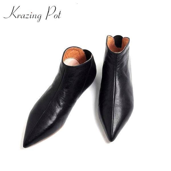 dress shoes krazing pot big size full grain leather soft winter spring shoes modern girl pointed toe slip on flats office lady pregnant shoe, Black
dress shoes krazing pot big size full grain leather soft winter spring shoes modern girl pointed toe slip on flats office lady pregnant shoe, Black
