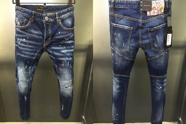 

new men jeans hole light blue dark gray italy brand man long pants trousers streetwear denim skinny slim straight biker jean for d2 28-38 si