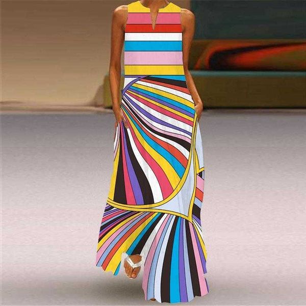 pocket vintage printed long dress v neck multi color sleeveless, Black;gray 
pocket vintage printed long dress v neck multi color sleeveless, Black;gray