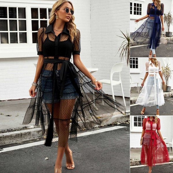 diyun short sleeved dress summer ins mesh see through a line waist fitted long, Black;gray
diyun short sleeved dress summer ins mesh see through a line waist fitted long, Black;gray