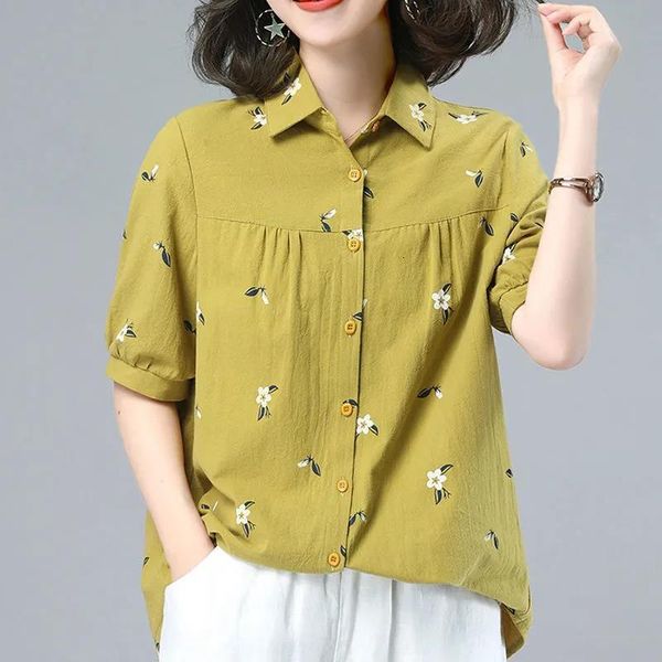 women's blouses shirts fashion printed lapel button folds floral shirt women's clothing summer oversized casual loose short sleev, White
women's blouses shirts fashion printed lapel button folds floral shirt women's clothing summer oversized casual loose short sleev, White