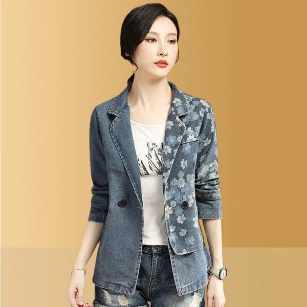 pants lady print suit collar denim jacket vintage highend small fragrance women's 2022 new female blazer short suit thin fashion, White
pants lady print suit collar denim jacket vintage highend small fragrance women's 2022 new female blazer short suit thin fashion, White