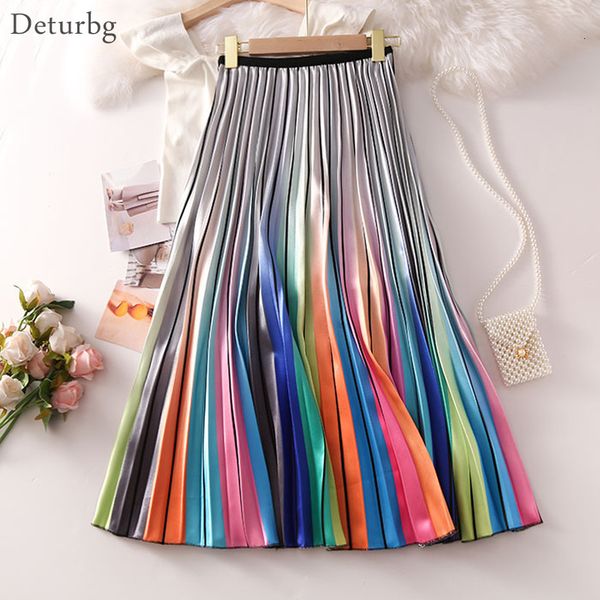 skirts women's gradient rainbow print skirt ladies fashion high waist pleated satin midi skirts faldas saias faldas spring autumn sk492, Black
skirts women's gradient rainbow print skirt ladies fashion high waist pleated satin midi skirts faldas saias faldas spring autumn sk492, Black