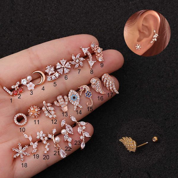 stud 1pc cubic zircon ear piercing helix stud earring for women animal plant lobe daith tragus piercing earring body accessories w0428, Golden;silver
stud 1pc cubic zircon ear piercing helix stud earring for women animal plant lobe daith tragus piercing earring body accessories w0428, Golden;silver