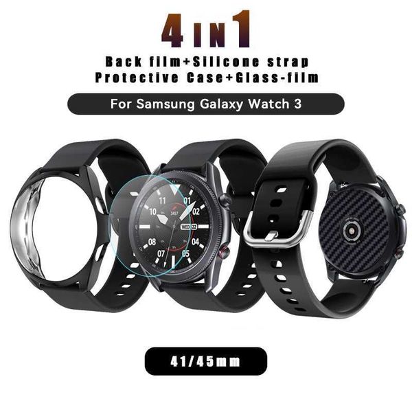4in1 silicone bracelet+soft case+screen glass film+back film carbon fibre for samsung galaxy watch 3 45mm 41mm watch band, Black;brown
4in1 silicone bracelet+soft case+screen glass film+back film carbon fibre for samsung galaxy watch 3 45mm 41mm watch band, Black;brown