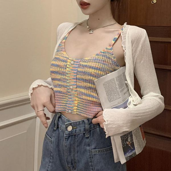 t-shirt 2022 summer new ruffled sunscreen thin white cardigan + contrasting color striped knitted camisole twopiece suit women
t-shirt 2022 summer new ruffled sunscreen thin white cardigan + contrasting color striped knitted camisole twopiece suit women