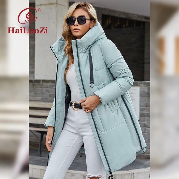 leather hailuozi new women coat long thick fashion side zipper women's winter jacket hood highquality biocotton mid length parka 6028, Black
leather hailuozi new women coat long thick fashion side zipper women's winter jacket hood highquality biocotton mid length parka 6028, Black