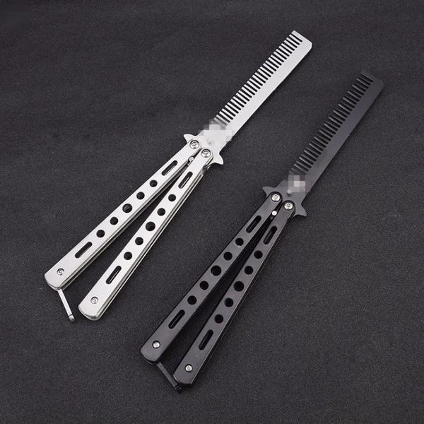 Brushes Foldable Stainless Steel Practice Training Butterfly Knife Comb Beard Moustache Brushe Salon Hairdressing Hair Styling Tool 231128
Brushes Foldable Stainless Steel Practice Training Butterfly Knife Comb Beard Moustache Brushe Salon Hairdressing Hair Styling Tool 231128