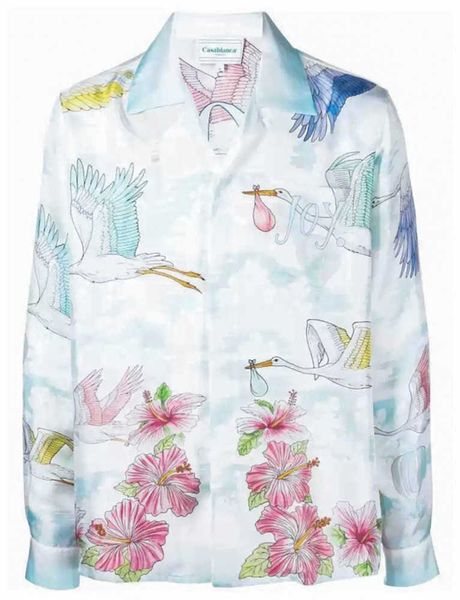 23ss new casablanca designer shirt men and women white cloud shrouded wonderland crane silk blue long sleeve silk casual shirt, White;black
23ss new casablanca designer shirt men and women white cloud shrouded wonderland crane silk blue long sleeve silk casual shirt, White;black