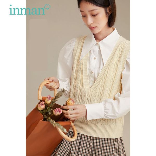 vests inman autumn winter women's vest retro elegant vneck knitting crochet solid color base pullover sweater vest, Black;white
vests inman autumn winter women's vest retro elegant vneck knitting crochet solid color base pullover sweater vest, Black;white