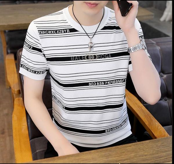 men's t-shirts designers summer european fashion brand round neck slim fit short sleeve men's t-shirt thin fashion ice silk knit, White;black
men's t-shirts designers summer european fashion brand round neck slim fit short sleeve men's t-shirt thin fashion ice silk knit, White;black