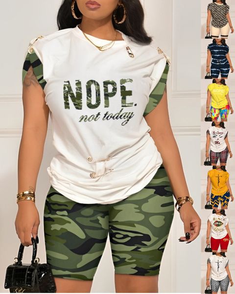 women's tshirt summer plus size tshirt shorts suitswomen fashion 2 piece sets causla print loss round neck sleeve pullover women tracks, White
women's tshirt summer plus size tshirt shorts suitswomen fashion 2 piece sets causla print loss round neck sleeve pullover women tracks, White