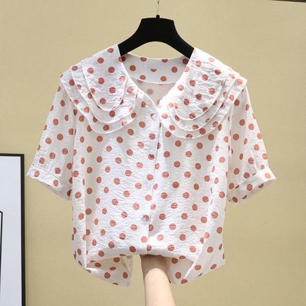 women's blouses shirts wave point elegant women shirt summer all-match short sleeve chiffon fashion peter pan collar female blouse 2304, White
women's blouses shirts wave point elegant women shirt summer all-match short sleeve chiffon fashion peter pan collar female blouse 2304, White