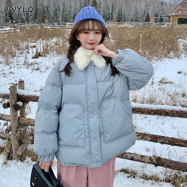 leather cottonpadded thick warm women clothing autumn winter turndown collar big pocket sweet blue women coats new basic loose parkas, Black
leather cottonpadded thick warm women clothing autumn winter turndown collar big pocket sweet blue women coats new basic loose parkas, Black