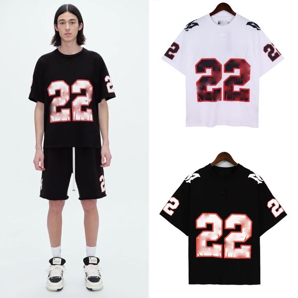 Men's T-Shirts Men's Funny 22 Printed Letter Summer Casual T-Shirt White Black 100% Cotton Short Sve Crew Neck Breathable Streetwear Outfit S-XL S25185