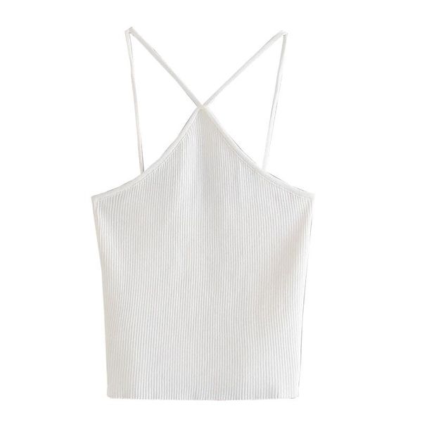 t-shirt women fashion cropped solid color knitted blouses vintage backless thin straps female shirts cross necked vest chic, White
t-shirt women fashion cropped solid color knitted blouses vintage backless thin straps female shirts cross necked vest chic, White