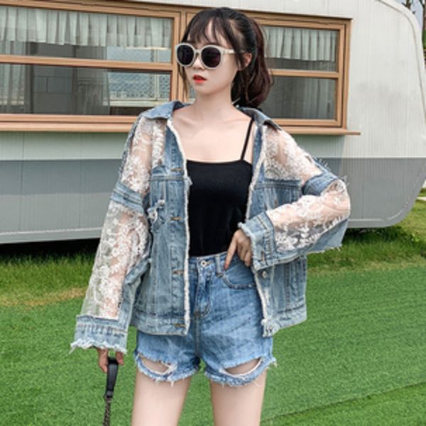 women's jackets autumn fashion streetwear lace patchwork denim jacket women embroidery summer patchwork loose jean sunscreen coat femal, Black;brown
women's jackets autumn fashion streetwear lace patchwork denim jacket women embroidery summer patchwork loose jean sunscreen coat femal, Black;brown