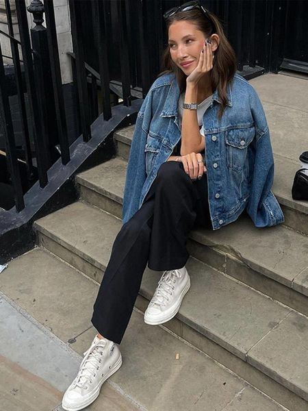 women's jackets women vintage denim blue pocket crop jacket lapel neck long sleeve single breasted coat fashion lady high street outwea, Black;brown
women's jackets women vintage denim blue pocket crop jacket lapel neck long sleeve single breasted coat fashion lady high street outwea, Black;brown