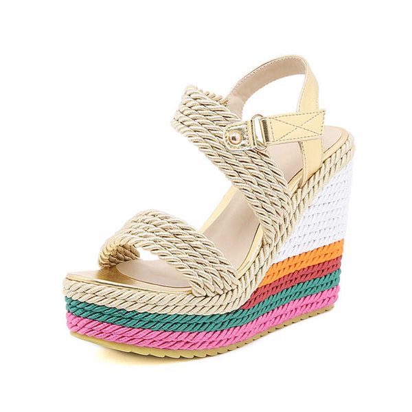 sandals platform women shoes summer gladiator sandals hemp rainbow wedge high heel shoes women fashion candy color weave sandals wsh4564 j23, Black
sandals platform women shoes summer gladiator sandals hemp rainbow wedge high heel shoes women fashion candy color weave sandals wsh4564 j23, Black