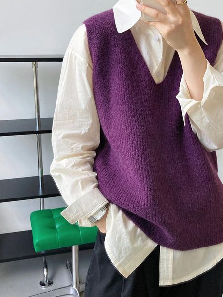 vests women's solid color vneck knitted vest for spring autumn loose stacked sleeveless sweater vest, Black;white
vests women's solid color vneck knitted vest for spring autumn loose stacked sleeveless sweater vest, Black;white
