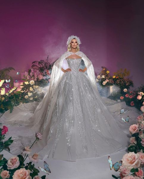 sparkly ball gown wedding dresses sleeveless bateau capes sequins applique ruffles bridal gowns beads diamodns pearls plus size custom made, White
sparkly ball gown wedding dresses sleeveless bateau capes sequins applique ruffles bridal gowns beads diamodns pearls plus size custom made, White