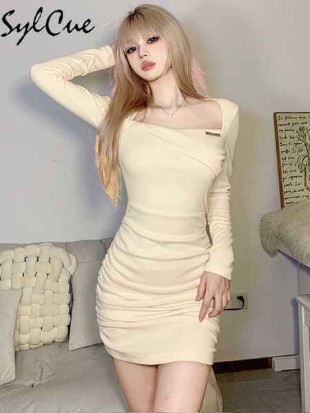 party dresses minimalist style pure color soft light elastic knitted all-match tight young energetic women's long-sleeved dress 230322, White;black
party dresses minimalist style pure color soft light elastic knitted all-match tight young energetic women's long-sleeved dress 230322, White;black