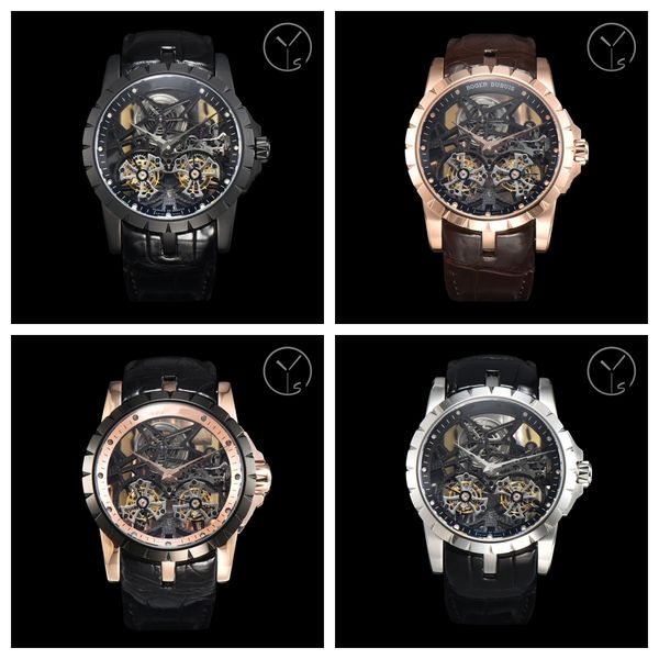 ys luxury watch 45x13mm rd01 hollow double flying tourbillon manual chain up mechanical movement steel case american crocodile skin strap wa, Slivery;brown 
ys luxury watch 45x13mm rd01 hollow double flying tourbillon manual chain up mechanical movement steel case american crocodile skin strap wa, Slivery;brown