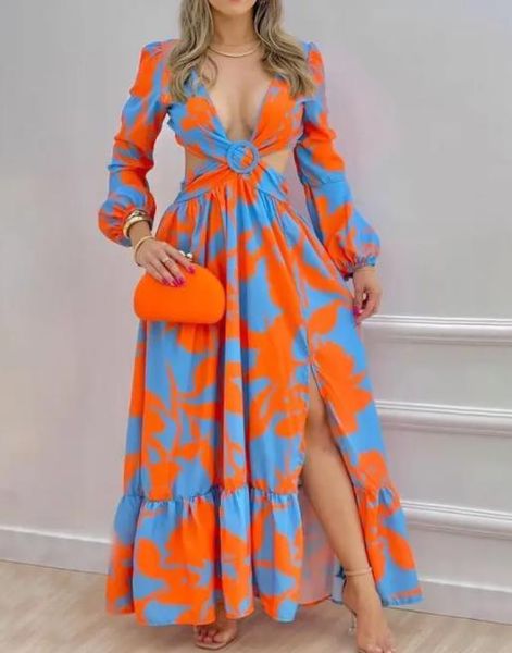 dresses 2022 spring women long sleeved cutout vneck twist summer elegant tie dyed floral printed lantern sleeve split thigh maxi dress, Black;gray
dresses 2022 spring women long sleeved cutout vneck twist summer elegant tie dyed floral printed lantern sleeve split thigh maxi dress, Black;gray