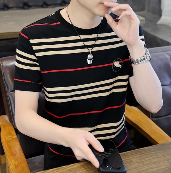 men's t-shirts designers 2023 summer stripe short sleeve t-shirt men's new casual men's wear korean fashion round neck slim f, White;black
men's t-shirts designers 2023 summer stripe short sleeve t-shirt men's new casual men's wear korean fashion round neck slim f, White;black