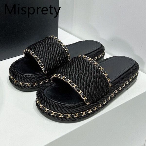 slippers sandal datar wanita ujung terbuka sol tebal tali rami hitam tenun rantai dekorasi desainer liburan pantai 230428, Black
slippers sandal datar wanita ujung terbuka sol tebal tali rami hitam tenun rantai dekorasi desainer liburan pantai 230428, Black