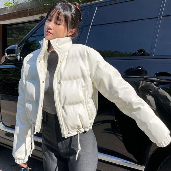 leather short puffer jackets women's winter parkas 2022 korean style fashion allmatch slim bread jacket warm pu leather down outwear, Black
leather short puffer jackets women's winter parkas 2022 korean style fashion allmatch slim bread jacket warm pu leather down outwear, Black