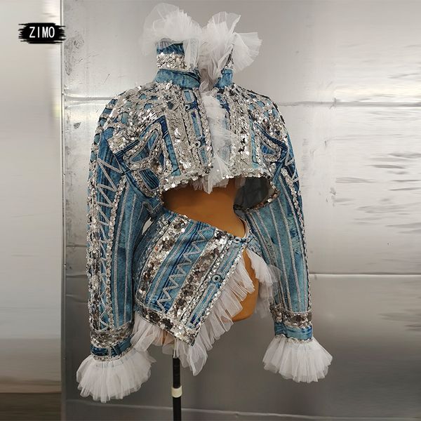 two piece dress dua potong mantel payet gaun wanita mesh ruffle jaket denim palsu klub malam hip hop rap jazz penyanyi panggung tarik kostum, White
two piece dress dua potong mantel payet gaun wanita mesh ruffle jaket denim palsu klub malam hip hop rap jazz penyanyi panggung tarik kostum, White