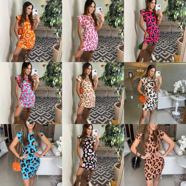womens designer dresses 2023 summer casual short sleeve crew neck leopard print multi color mini skirts 10 colors, Black;gray
womens designer dresses 2023 summer casual short sleeve crew neck leopard print multi color mini skirts 10 colors, Black;gray