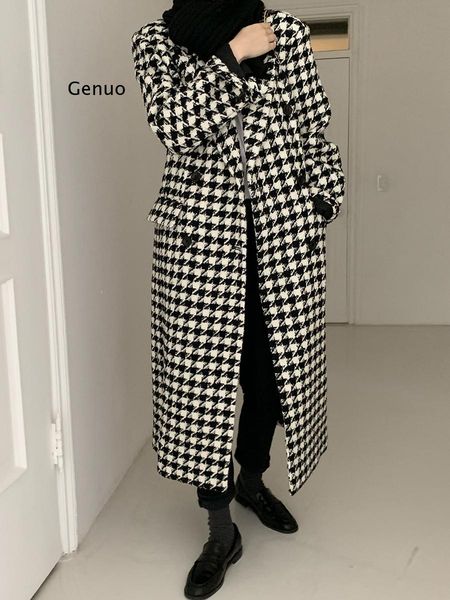 fur women autumn winter plaid casual houndstooth jacket woolen blends long sleeves loose coat outerwear fashion oversized cloak, Black
fur women autumn winter plaid casual houndstooth jacket woolen blends long sleeves loose coat outerwear fashion oversized cloak, Black