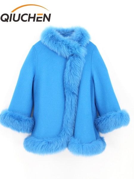fur qiuchen pj22030 winter fashion woman special real fox fur double face woolen medium length cashmere coat, Black
fur qiuchen pj22030 winter fashion woman special real fox fur double face woolen medium length cashmere coat, Black