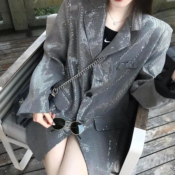 pants korean women houndstooth sequin blazers loose casual notched collar long sleeve singlebreasted office lady female suit jacket, White
pants korean women houndstooth sequin blazers loose casual notched collar long sleeve singlebreasted office lady female suit jacket, White
