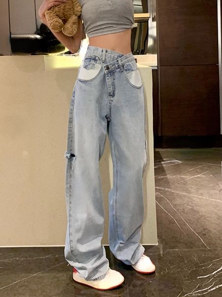 women's jeans vintage straight wide leg jean high waist casual y2k pants streetwear pure color denim trousers korean style 2023 summer, Blue
women's jeans vintage straight wide leg jean high waist casual y2k pants streetwear pure color denim trousers korean style 2023 summer, Blue