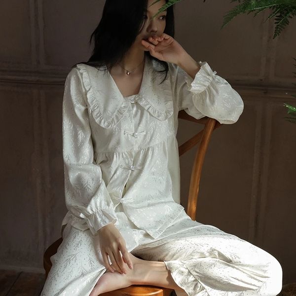 women's sleepwear elegant jacquard flower women's pajamas set satin two pieces loungewear casual ruffle collar sleepwear princess, Black;red
women's sleepwear elegant jacquard flower women's pajamas set satin two pieces loungewear casual ruffle collar sleepwear princess, Black;red