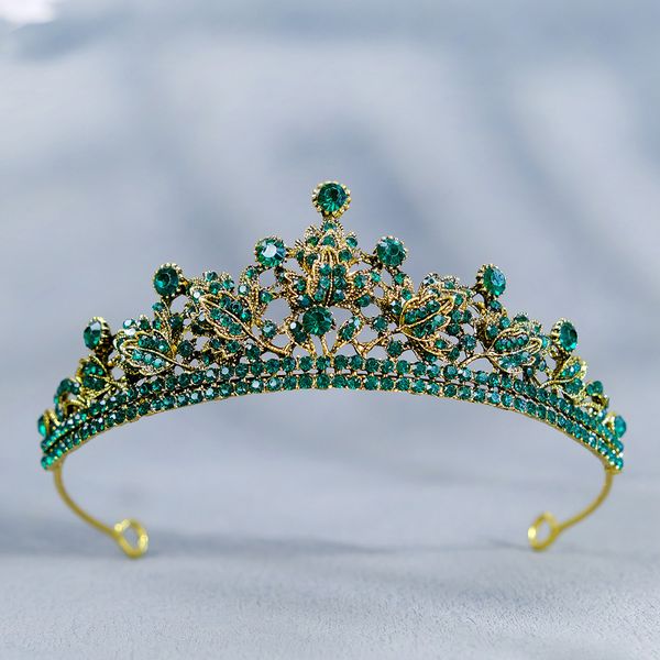 new wedding headwear retro luxury queen crown princess birthday accessories green rhinestone bridal crown, Silver
new wedding headwear retro luxury queen crown princess birthday accessories green rhinestone bridal crown, Silver