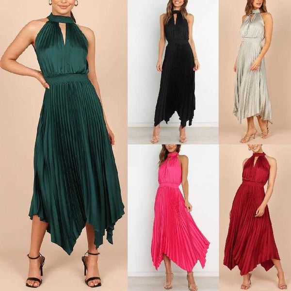 summer womens folding solid color dress sleeveless halter v neck asymmetric, Black;gray
summer womens folding solid color dress sleeveless halter v neck asymmetric, Black;gray