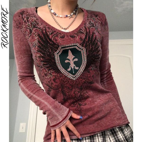t-shirt rockmore vintage ribbed knitted long sleeve women y2k aesthetic print vneck tshirt retro slim graphic tee shirt 90s grunge, White
t-shirt rockmore vintage ribbed knitted long sleeve women y2k aesthetic print vneck tshirt retro slim graphic tee shirt 90s grunge, White