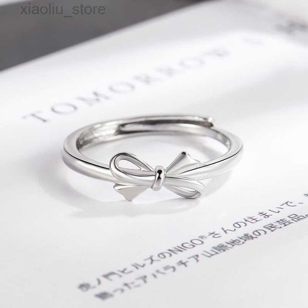 band rings 2022 new sweet smooth bow index finger ring for female design small and high end simple and plain ring opening, Silver
band rings 2022 new sweet smooth bow index finger ring for female design small and high end simple and plain ring opening, Silver
