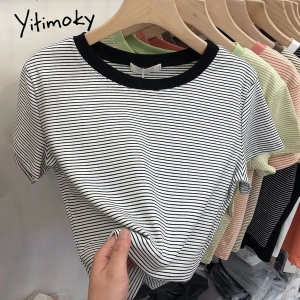women's t-shirt yitimoky striped t shirts for women summer fashion cotton vintage streetwear short sleeve o neck hit color basic y2k sh, White
women's t-shirt yitimoky striped t shirts for women summer fashion cotton vintage streetwear short sleeve o neck hit color basic y2k sh, White