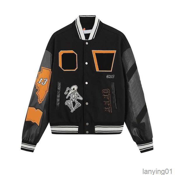 fashion designer skull decal baseball jacket wool tweed splicing leather sleeve coats embroidery womens hip hop style winter jacketsh3jl, Black;brown
fashion designer skull decal baseball jacket wool tweed splicing leather sleeve coats embroidery womens hip hop style winter jacketsh3jl, Black;brown