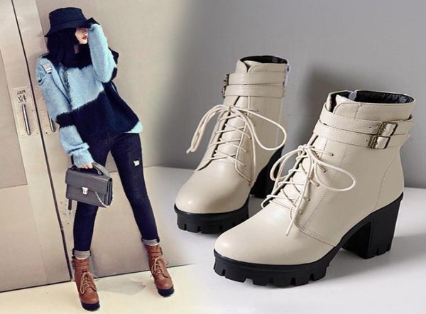 casual style beige lace up platform chunky heel motocycle booties black brown3844640
casual style beige lace up platform chunky heel motocycle booties black brown3844640