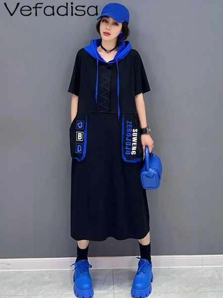 dresses vefadisa 2023 summer new fashion casual hooded dress letters trendy girl personalized black and blue casual women dress zy646, Black;gray
dresses vefadisa 2023 summer new fashion casual hooded dress letters trendy girl personalized black and blue casual women dress zy646, Black;gray