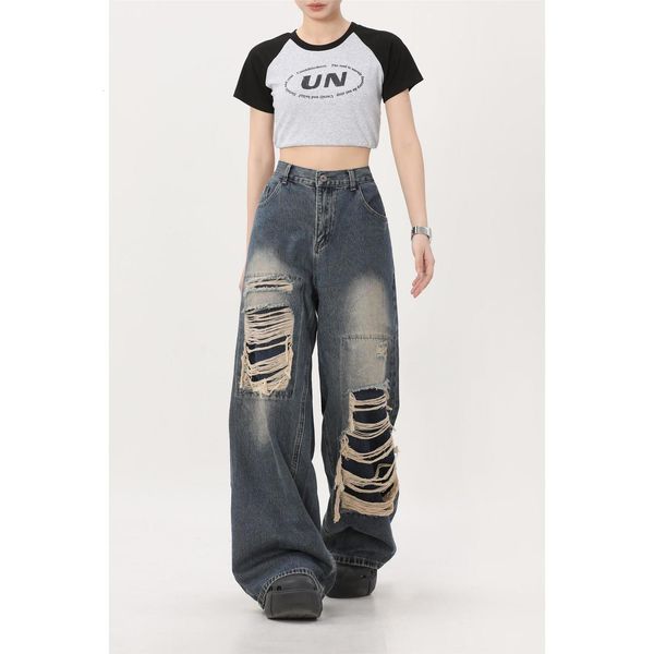 women's jeans y2k korean retro hole repair jeans mens and womens 2023 american style high street loose straight wide leg mopping trouse, Blue
women's jeans y2k korean retro hole repair jeans mens and womens 2023 american style high street loose straight wide leg mopping trouse, Blue