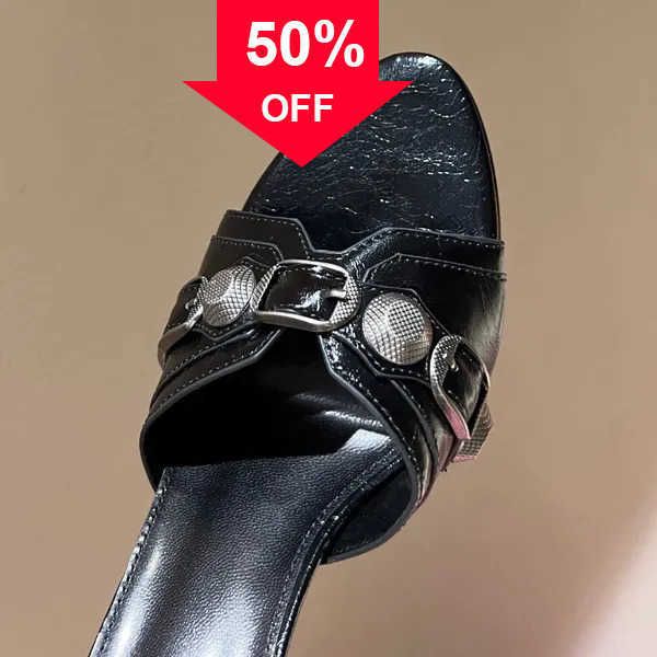 cagole cowskin leather slippers sandals studded buckle embellished shoes slip on open rounded toes stiletto heel luxury designers shoe for w, Black
cagole cowskin leather slippers sandals studded buckle embellished shoes slip on open rounded toes stiletto heel luxury designers shoe for w, Black
