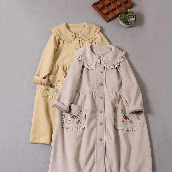 fur winter new sweet mori embroidery flower double pockets single breasted women jackets outerwear coats, Black
fur winter new sweet mori embroidery flower double pockets single breasted women jackets outerwear coats, Black